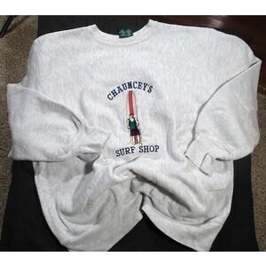 Vtg MV Sport Proweave Chauncey's Surf Shop Sweatshirt Surf Crewneck Embroidered